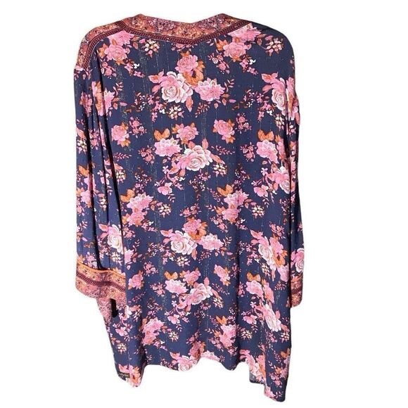 Matilda Jane blue floral metallic shrug open front jacket Women’s SZ XL/XXL - Picture 3 of 5